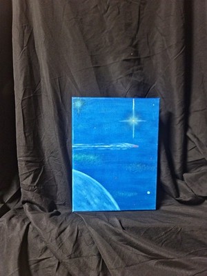 Oil/Acrylic Painting,9x12,Canvas,Deep Space Shooting Star,Framed/Unframed