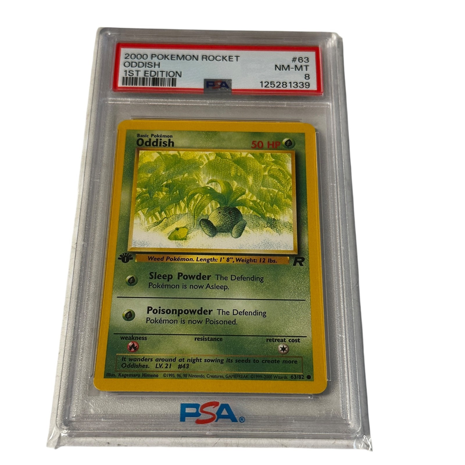 2000 PSA 8 Pokemon Rocket Oddish 1st Edition #63 Graded