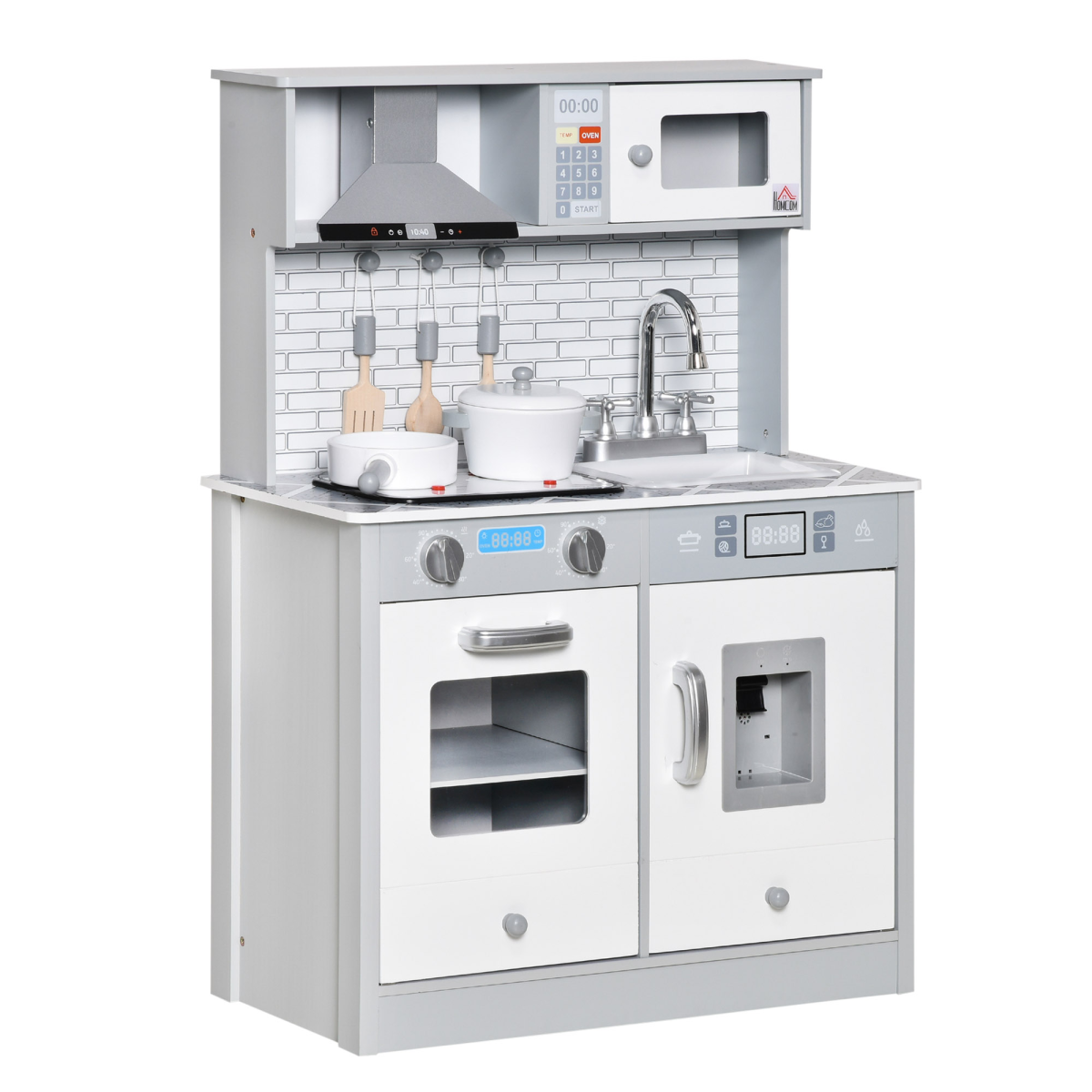 Homcom Kids Wooden Toy Kitchen Pretend Play Cooking Playset For 3-6 Years Old - Image 2