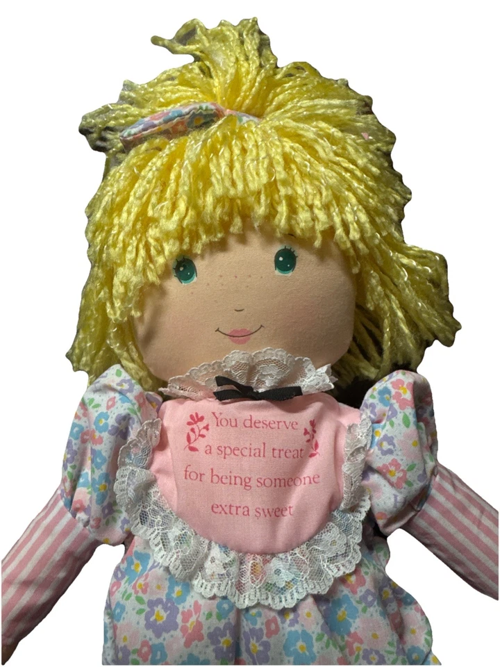 HOLLY HOBBIE Fancy Treat Rag Doll 1st Edition Plush Vtg Floral Mattel 1990 RARE - Image 4 of 4