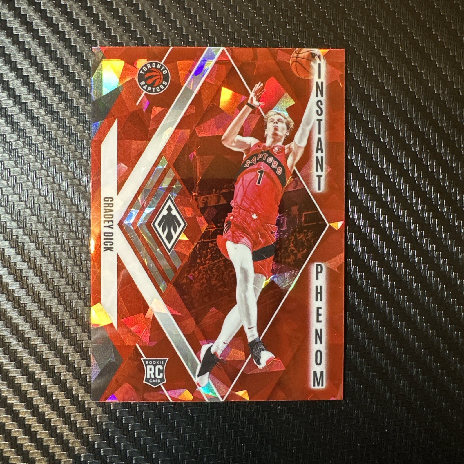 GRADEY DICK 2023-24 Panini Phoenix INSTANT PHENOM RED ICE Rookie #23 Raptors
