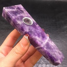 Natural Chevron Amethyst Quartz Crystal Smoking Pipes Healing Wand Reiki Rock