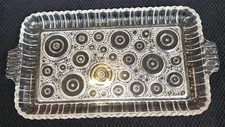 Vintage Anchor Hocking Bubbles Colonial Lady Circles Snack Tray 10"x6"