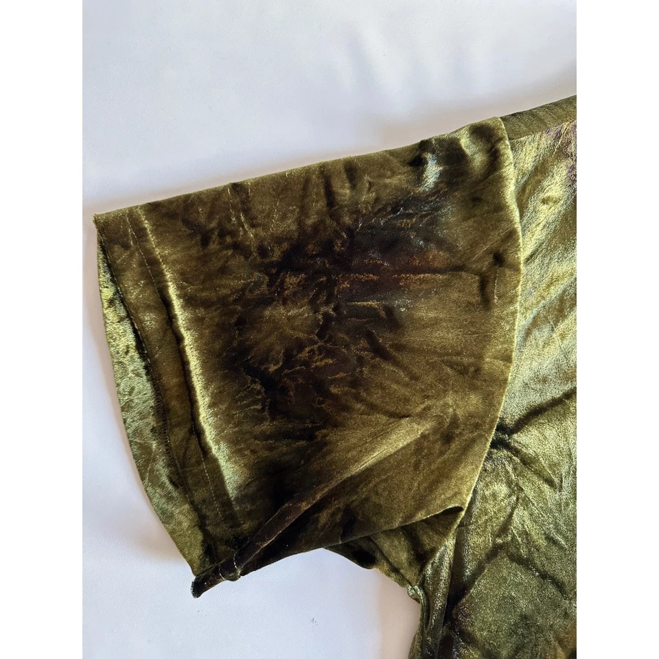 Camisa De Colección LBZ Verde Oliva Terciopelo Abotonada Para Hombres Extra Grande XL Hecha en EE. UU. Y2K Foto 4 de 4