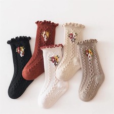 Kids Socks For Girls Cotton Print Ruffle Children's Girls Socks Spring Autumn To