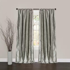 Silver Velvet Rod Pocket Room Darkening Curtain - 40 In. W X 84 In. L Set of 2 