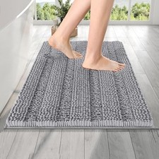 Thick Bathroom Rugs 24x16, Extra Soft Absorbent Chenille 24" x 16" Grey
