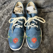 Womens Vintage Blue with Flowers Bowling Shoes Made In The USA