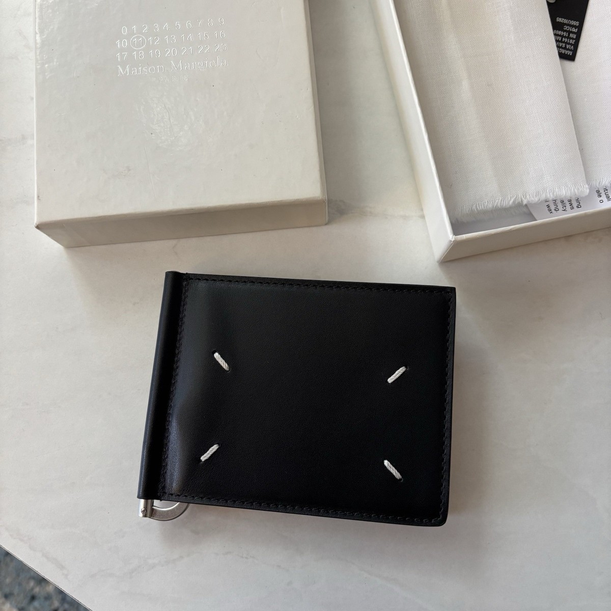 maison margiela 4 Stich Walllet Money Clip Black Wallet Brand New