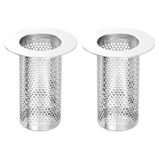 2 Pack Shower Drain Strainer 3.2" x 2.6" Stainless Steel Deep Sink Hair Catcher