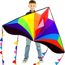 Delta Kite for Kids  Adults - Easy to Fly Large Single Line Beach Kite with 300