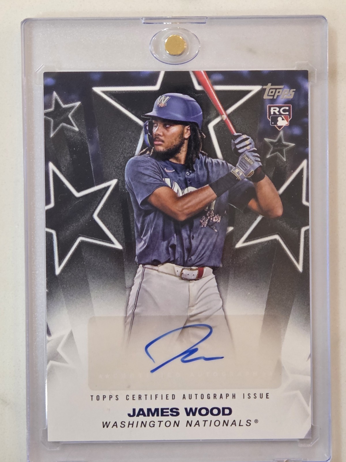 2025 Topps Series 1 JAMES WOOD Baseball Stars Insert RC Auto Black #/10 ROOKIE