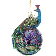 Kurt S. Adler Peacock Themed Purple Blue Teal Green Ornaments Noble Gems 5"...