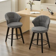 Chenille Bar Stools: Set of 2, Dark Grey