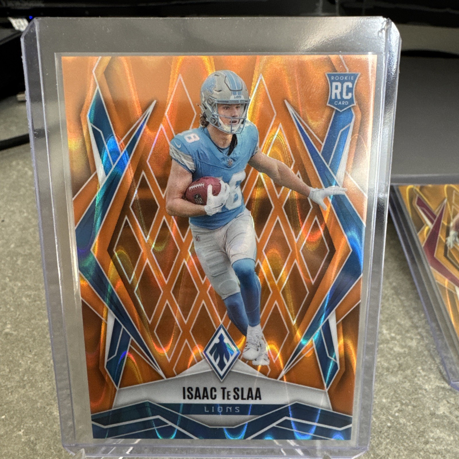Isaac TeSlaa 2025 Panini Phoenix Orange Seismic/20 Rookie RC Detroit Lions #189!