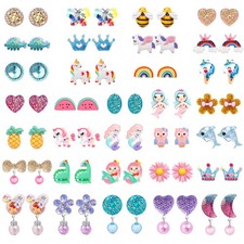 Clip On Earrings Hypoallergenic Clips Earrings Sets Suitable for Ages 4-12 Li
