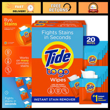 Instant Stain Remover Wipes for Clothes, Travel Size, 20 Count - Quick Easy Cl