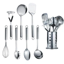 Cooking Utensil Set 8 Piece, Stainless Steel Kitchen Tool Set with Stand,Cook...