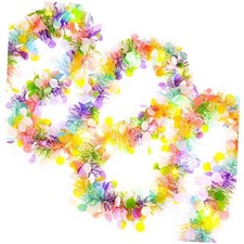33FT Easter Tinsel Garland with LED Lights Prelit Easter Egg Metallic Twist B