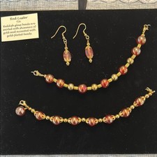 Red and Gold Beaded Jewelry Set