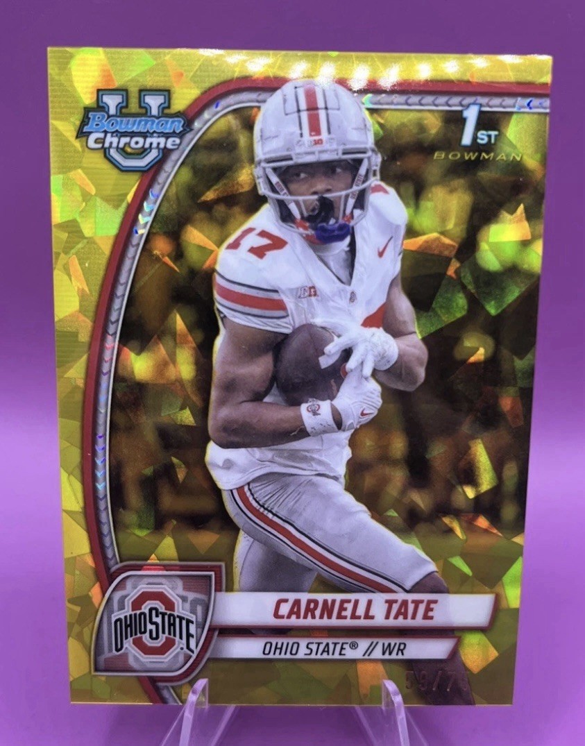 2024 Bowman University Chrome Sapphire Carnell Tate #39 Yellow /75 RC Buckeyes