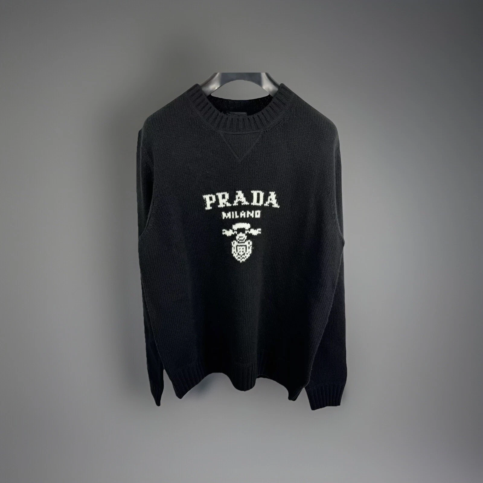 Prada Maglione girocollo in maglia con logo Taglia:L