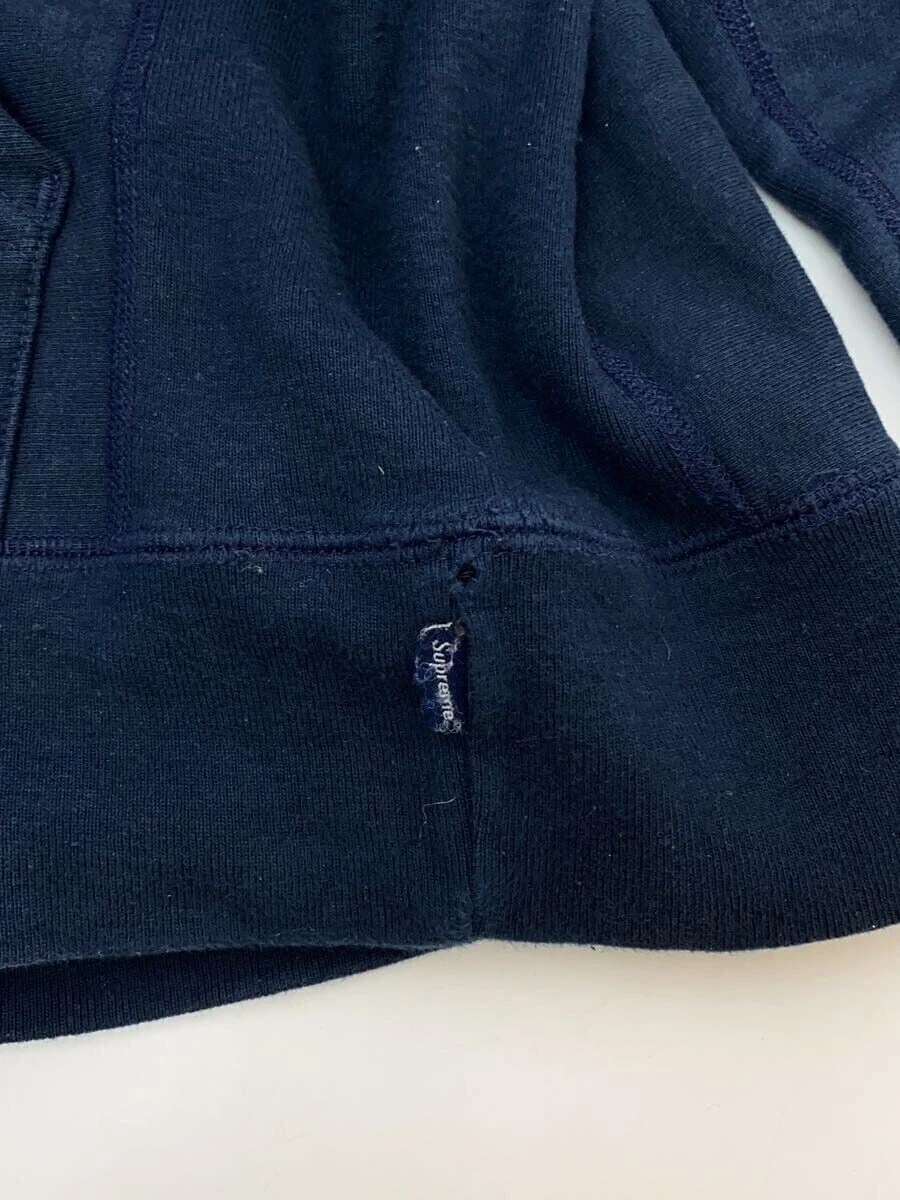 Supreme Burning Crosses Pullover Felpa con Cappuccio S Cotone Navy Segni d'uso