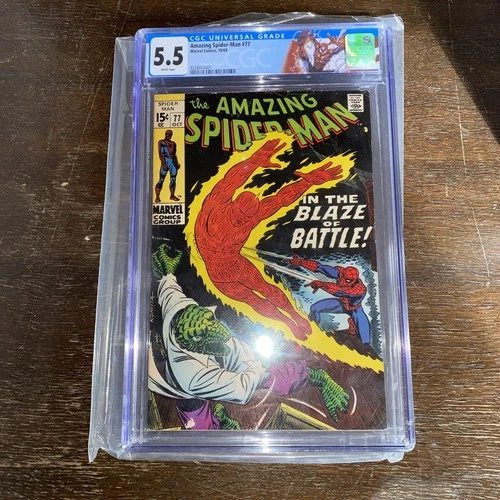Amazing Spider Man 77 CGC 5.5 WHITE PAGES Marvel Comics 1966