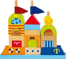 Steck Puzzle Sandburg Motorik Steckspiel Holz Spielzeug Kinder
