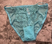 VICTORIA'S SECRET S BLUE LACE MESH STRAPPY VINTAGE RARE STRING BIKINI PANTIES