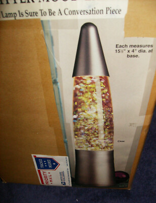 ELECTRIC TWINKLE GLITTER MOOD LAMP LIGHT SILVER & CLEAR 15-1/2'' H x4'' NEW IN BOX