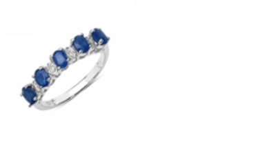 925 Silber Ring mit glasgefülltem Saphir oval 4x3mm & weißem Diamant S/C rund,