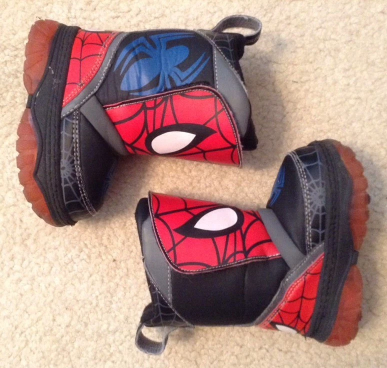 EUC! Boys Toddler Spider Man Marvel Light Up Boots Sz 5 So Cute! - Image 3 of 4