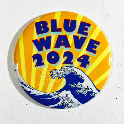 KAMALA HARRIS DEMOCRATIC BLUE WAVE 2024 ELECTION - 2-1/4'' campaign button