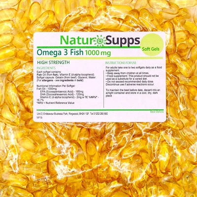 Omega 3 Fish Oil 1000mg - 365 Capsules (GRIP SEAL BAG) - NaturSupps