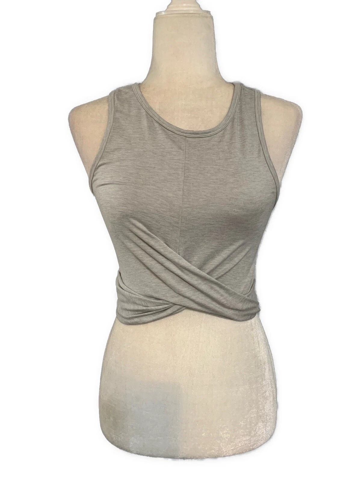 yogalicious solid heather crop twist athletic tank-top