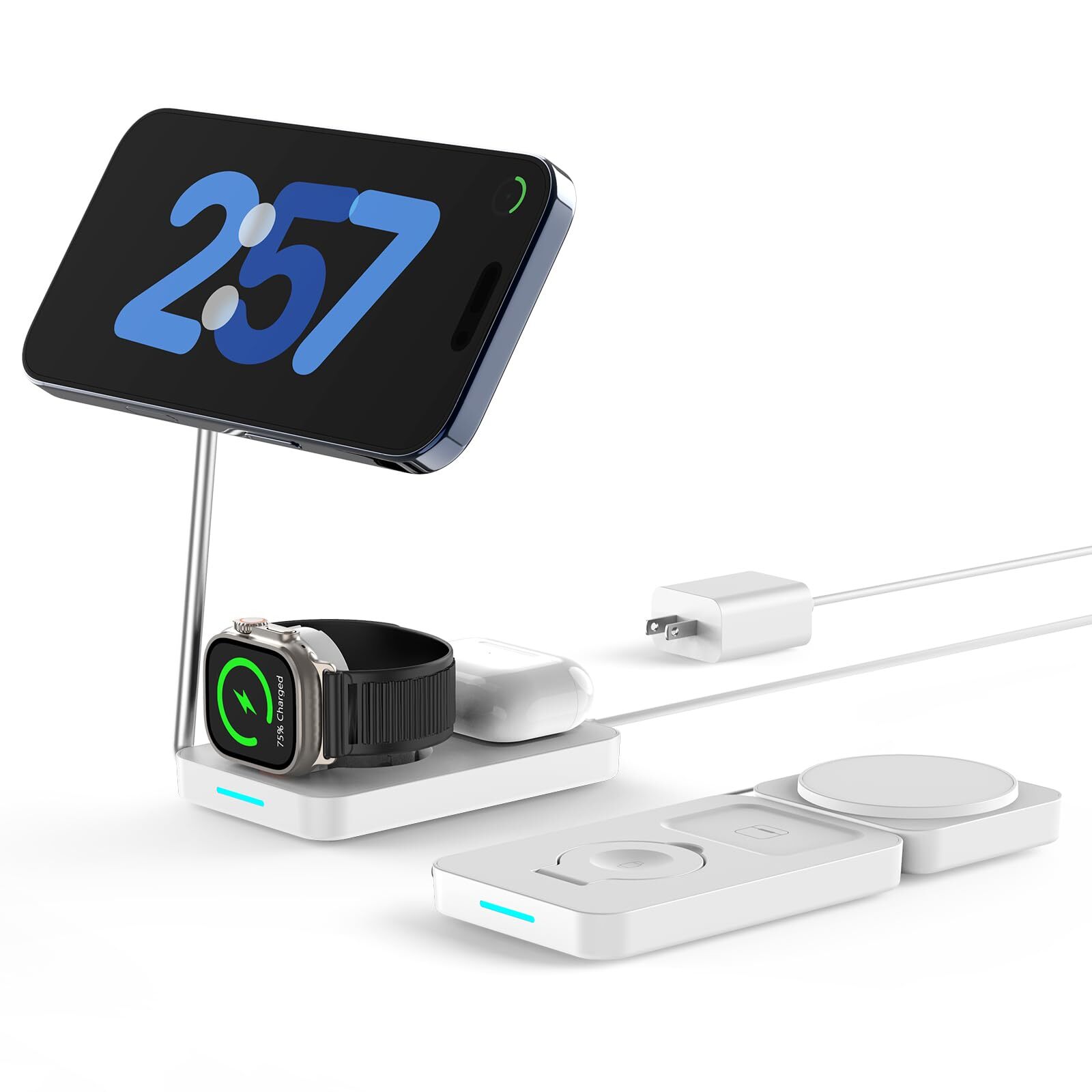 3 in 1 Wireless Charging Station, PD20W Foldable Magnetic Wireless Charger fo...