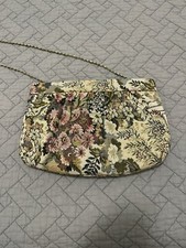 Vintage Tapestry Purse w/Gold Chain - Floral Print