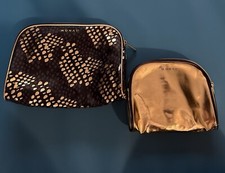 Monat Travel/Cosmetic Makeup Toiletry Bags BLUE and Gold Set Of 2