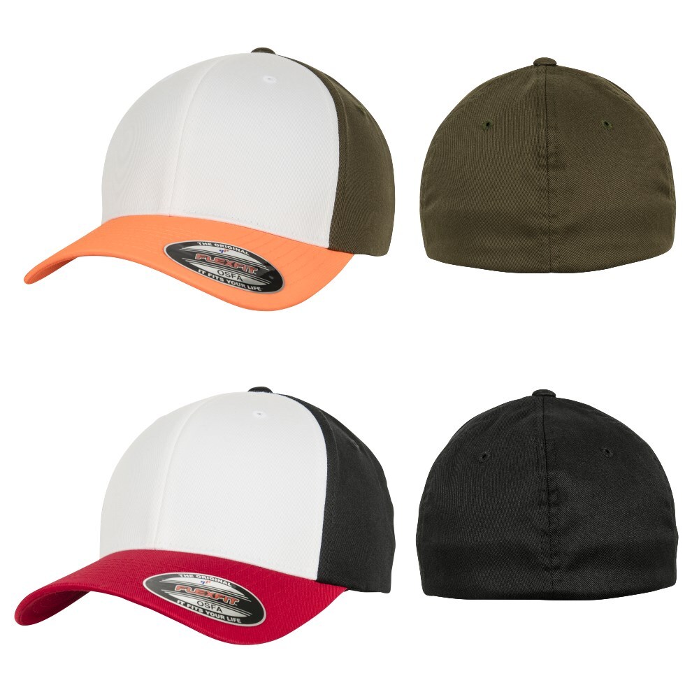 Flexfit 3-Tone Contrast Stretch-Fit Baseball Cap – 63/34/3 Poly/Cotton/Spandex, S/M And L/XL