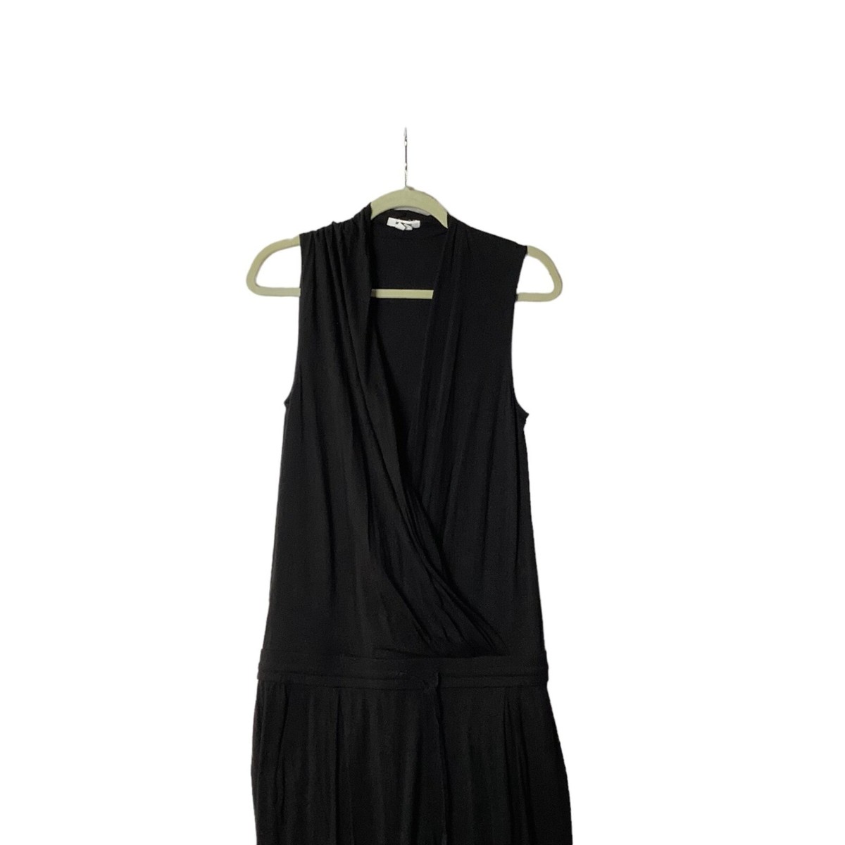 Helmut Lang V-Neck Sleeveless Jumpsuit Women Medium Black