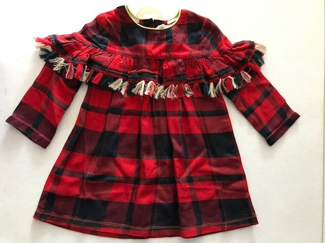 Mud Pie Baby Girls' Tartan Tassel Dress, 9-12 Months