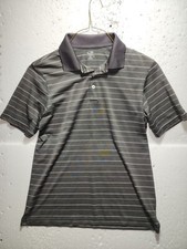 Champion C9 Shirt Men Medium Gray White Striped Golf Polo Casual Activewear