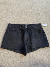 NWT old navy womens 12 black denim high rise OG straight shorts
