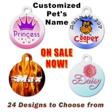 Personalized Pet Name Tags for Dog  Cat, Custom Designs Unique ID Tag  A024