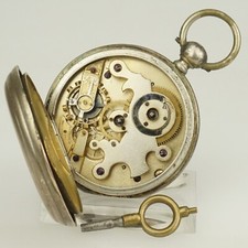 WORKING Silver Pocket Watch Men's no fusee duplex chronometer no repeater RAR