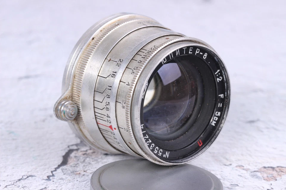 JUPITER-8 50mm f2 M39 Soviet Lens made in USSR LEICA red "P" m39 - Image 3 of 4