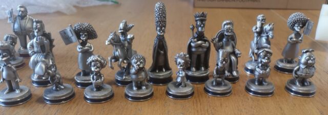 The Simpsons Pewter Chess Pieces. All 32. New. Never Used.