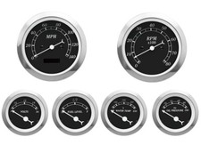 Motor Meter Racing Classic Black 6 Gauge Set Electrical Speedometer Mph F Psi