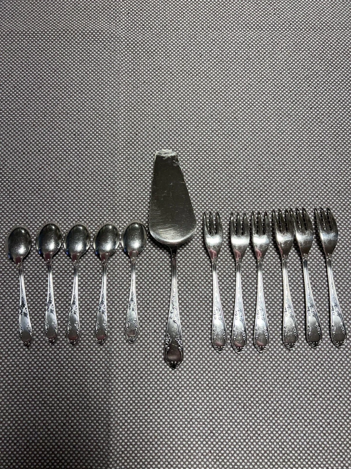 Cubiertos vintage de plata 12 piezas - 100 de plata - 12,7 OZ - 360 gramos Foto 3 de 4